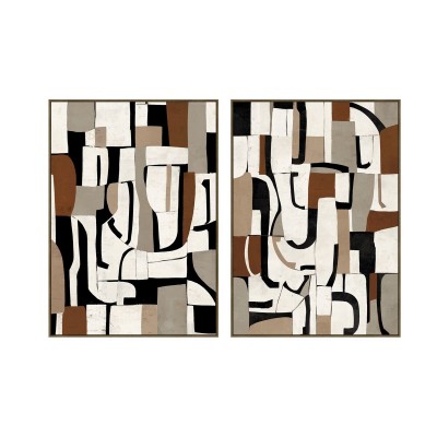 Painting Home ESPRIT White Grey Abstract Urban 100 x 4 x 140 cm (2 Units)