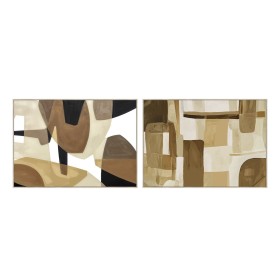 Cadre Home ESPRIT Marron Beige Abstrait Avec relief Urbaine 140 x 4 x 100 cm (2 Unités)