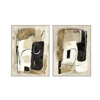 Painting Home ESPRIT Black Beige Abstract Urban 90 x 4 x 120 cm (2 Units)