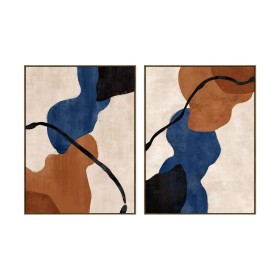 Painting Home ESPRIT Blue Orange Modern With relief Urban 90 x 4 x 120 cm (2 Units)