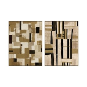 Cadre Home ESPRIT Marron Beige Moderne Avec relief Urbaine 90 x 4 x 120 cm (2 Unités)