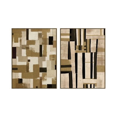 Painting Home ESPRIT Brown Beige Modern With relief Urban 90 x 4 x 120 cm (2 Units)