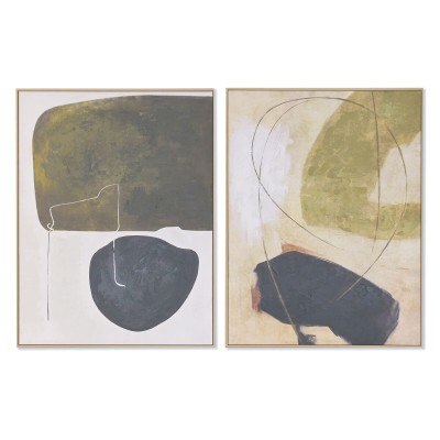 Cadre Home ESPRIT Noir Vert Abstrait Urbaine 90 x 4 x 120 cm (2 Unités)