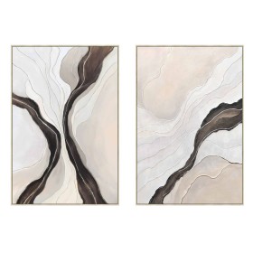 Painting Home ESPRIT Black Beige Abstract Urban 80 x 3,7 x 120 cm (2 Units)