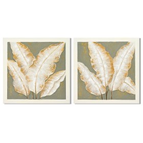 Cadre Home ESPRIT Vert Beige Palmiers Tropical 100 x 3 x 100 cm (2 Unités)