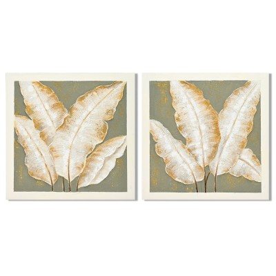 Painting Home ESPRIT Green Beige Palms Tropical 100 x 3 x 100 cm (2 Units)