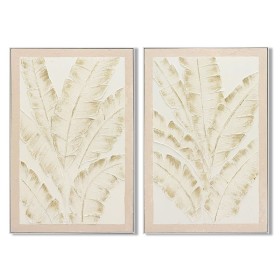 Cadre Home ESPRIT Blanc Beige Palmiers Tropical (2 Unités)