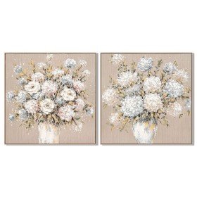 Cadre Home ESPRIT Beige Vase Shabby Chic 102 x 4,5 x 102 cm (2 Unités)