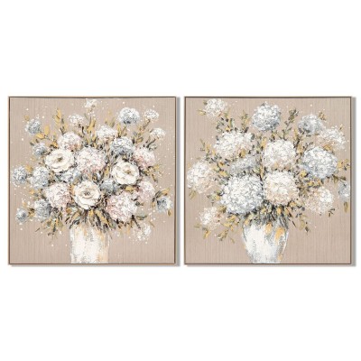 Cadre Home ESPRIT Beige Vase Shabby Chic 102 x 4,5 x 102 cm (2 Unités)