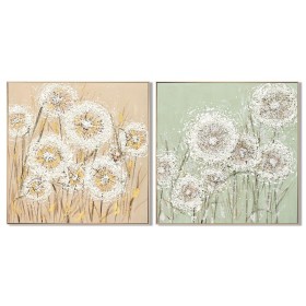 Painting Home ESPRIT Green Beige Flowers Shabby Chic 102 x 4,5 x 102 cm (2 Units)