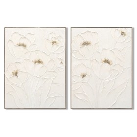 Painting Home ESPRIT White Flowers Shabby Chic 92 x 4,5 x 122 cm (2 Units)