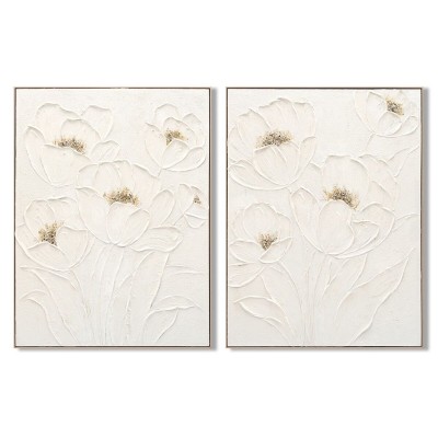 Painting Home ESPRIT White Flowers Shabby Chic 92 x 4,5 x 122 cm (2 Units)