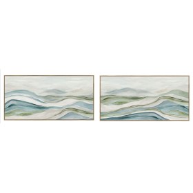 Painting Home ESPRIT Blue Green Abstract Modern 140 x 3,7 x 70 cm (2 Units)