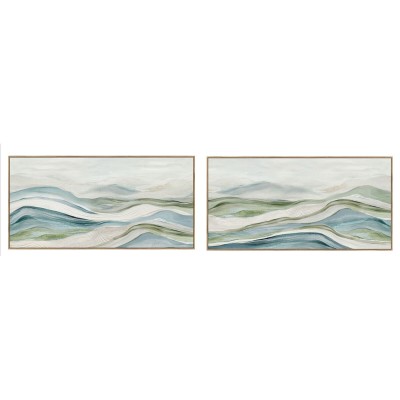 Painting Home ESPRIT Blue Green Abstract Modern 140 x 3,7 x 70 cm (2 Units)