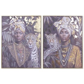 Cadre Home ESPRIT Colonial Africaine 75 x 3,5 x 100 cm (2 Unités)