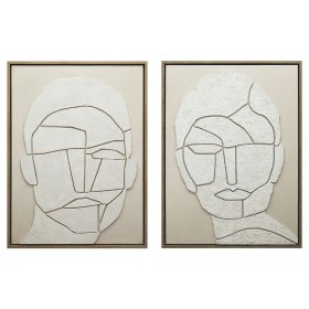 Cadre Home ESPRIT Blanc Beige Scandinave (2 Unités)