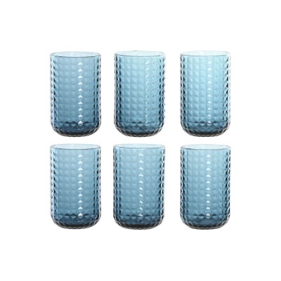 Set de Verres Home ESPRIT Bleu Verre 420 ml (6 Unités)