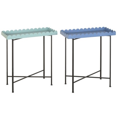 Side table Home ESPRIT Blue Turquoise 60 x 25 x 70 cm (2 Units)