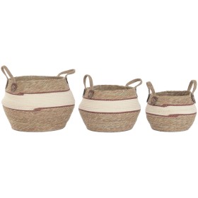 Set de basket Home ESPRIT Pêche Naturel Fibre naturelle (3 Pièces)