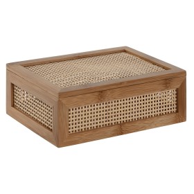 Boîte à bijoux Home ESPRIT Naturel Bambou Rotin 23 x 15 x 8 cm (10 Pièces)