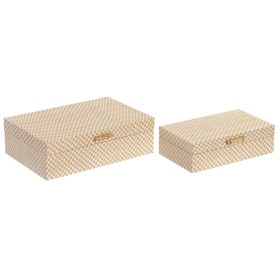Boîte à bijoux Home ESPRIT Beige Bois 30 X 21 X 9,4 CM (2 Unités)