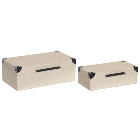Boîte à bijoux Home ESPRIT Noir Beige Bois 34 x 20 x 12 cm (2 Unités)