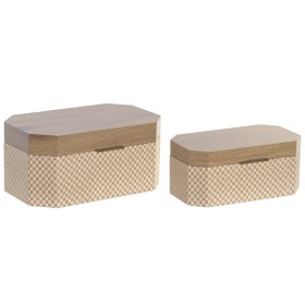 Boîte à bijoux Home ESPRIT Naturel Bois 30 x 19 x 14 cm (2 Unités)