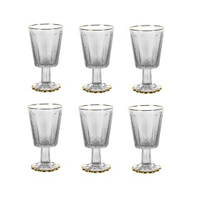 Set of cups Home ESPRIT Transparent Golden Crystal 445 ml