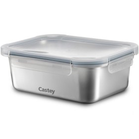 Lunch box Castey CA1200 Grey Silicone Stainless steel polypropylene Rectangular 120 ml 2 Pieces
