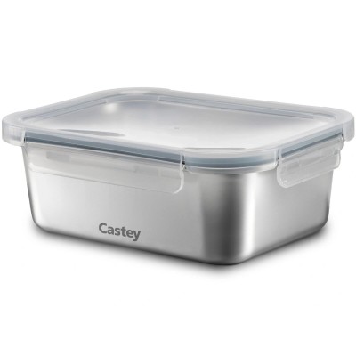 Lunch box Castey CA1200 Grey Silicone Stainless steel polypropylene Rectangular 120 ml 2 Pieces