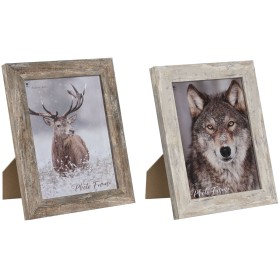 Cadre photo Home ESPRIT Blanc Naturel Verre polystyrène Scandinave 19,5 x 2 x 24,5 cm (2 Unités)