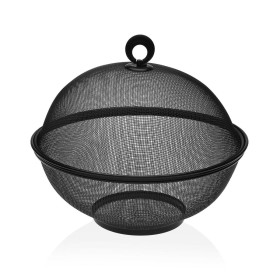 Fruit Bowl Versa Black Metal Steel 28 x 28 x 28 cm With lid