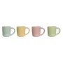 Ensemble de tasses à café Home ESPRIT Jaune Bleu Vert Rose Porcelaine 90 ml 4 Pièces