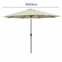 Marbueno Parasol Acier 8 Baleines D300 cm Polyester Beige Jardin Terrasse 10486