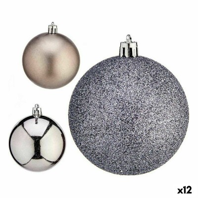 Lot de boules de Noël Krist+ Argenté Plastique Ø 7 cm (12 Unités)