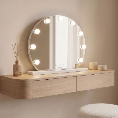 Round Vanity Mirror with LED Hollywood Gloette InnovaGoods 9 Light bulbs