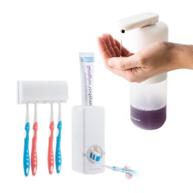 Pack Distributeur Dentifrice avec Porte-Brosses et Distributeur Savon Automatique InnovaGoods