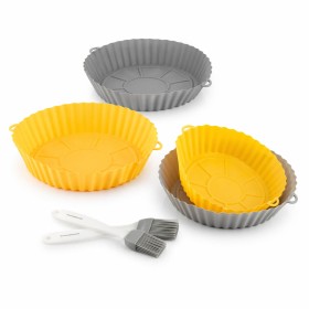 Set of 4 Silicone Baskets with Handles for Air Fryer and 2 Kitchen Brushes InnovaGoods