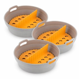 Lot de paniers pliables en silicone avec poignées et séparateurs pour friteuse à air InnovaGoods (3 unités)