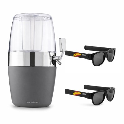 Beer Dispenser Cooler Pack InnovaGoods and 2 Roll-Up Sunglasses Sunfold Spain Black