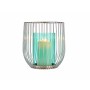 Bougeoir Gift Decor Bleu Argenté Argent Métal verre 15 x 17 x 15 cm Cage