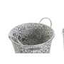 Ensemble de Pots de Fleurs DKD Home Decor Mosaïque Gris Métal Blanc Arabe (34 x 31 x 29 cm) (3 pcs)
