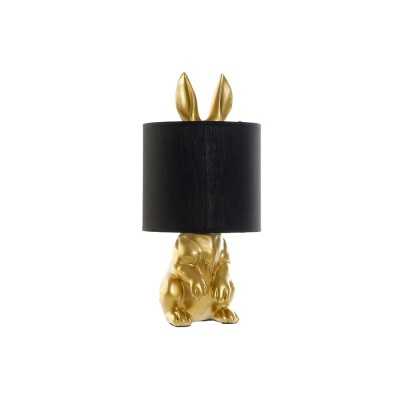 Lampe de bureau DKD Home Decor Noir Coton Résine 220 V Doré 40 W Lapin (20 x 20 x 43 cm)